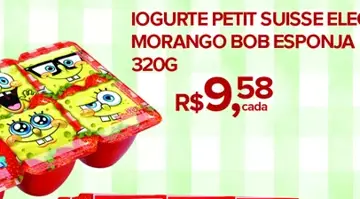 Iogurte Petit Suisse Elegê Morango Bob Esponja