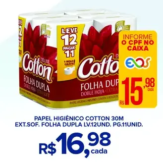 Papel higiênico Cotton Folha Dupla Extra Soft