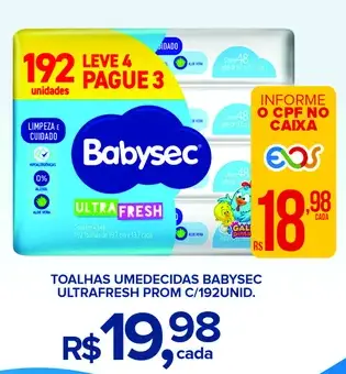 Toalhas umedecidas Babysec Ultrafresh