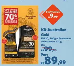 Kit Protetor Solar e Acelerador de Bronzeado Australian Gold FPS30