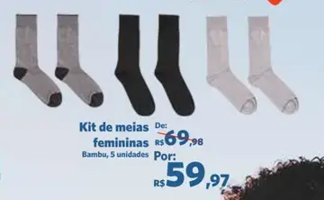Kit de meias femininas Bambu