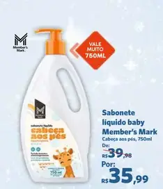 Sabonete líquido Member's Mark Baby cabeça aos pés