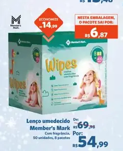 Lenço umedecido Member's Mark Com fragrância
