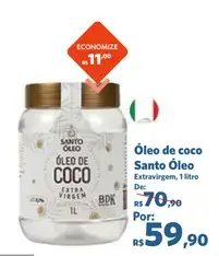 Óleo de coco Santo Extravirgem