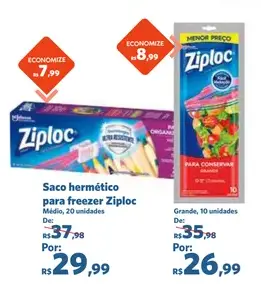Saco hermético para freezer Ziploc Médio