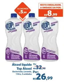 Álcool líquido Top Álcool Bactericida, Lavanda