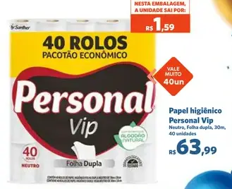 Papel higiênico Personal Vip Neutro