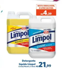 Detergente líquido Limpol Cristal