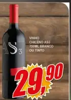 Vinho Chileno AS3 Tinto