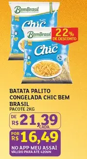 Batata Palito Chic Bem Brasil Congelada