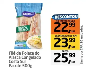 Filé de Polaca do Alasca Costa Sul Congelado