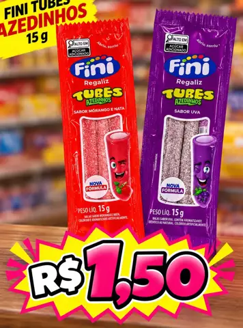 Bala de gelatina Tubes Azedinhos Fini Uva